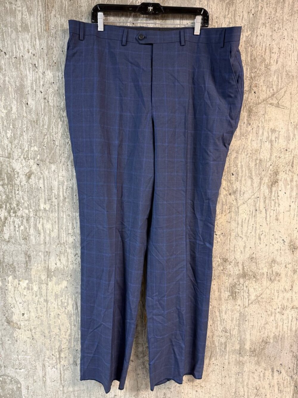 LAUREN RALPH LAUREN Men's Classic-Fit Wool Plaid Dress Pants Size 44X42 Indigo